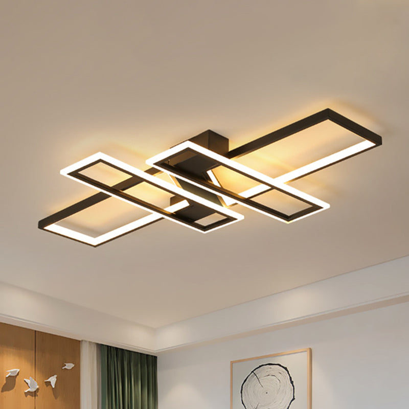 Modern Minimalist Metal Ceiling Lamp Geometric Shape LED Semi Flush Mount Lighting for Bedroom