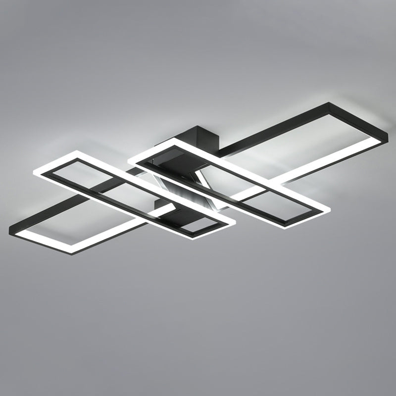 Modern Minimalist Metal Ceiling Lamp Geometric Shape LED Semi Flush Mount Lighting for Bedroom