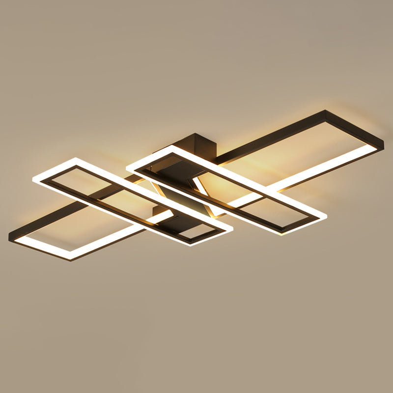 Modern Minimalist Metal Ceiling Lamp Geometric Shape LED Semi Flush Mount Lighting for Bedroom