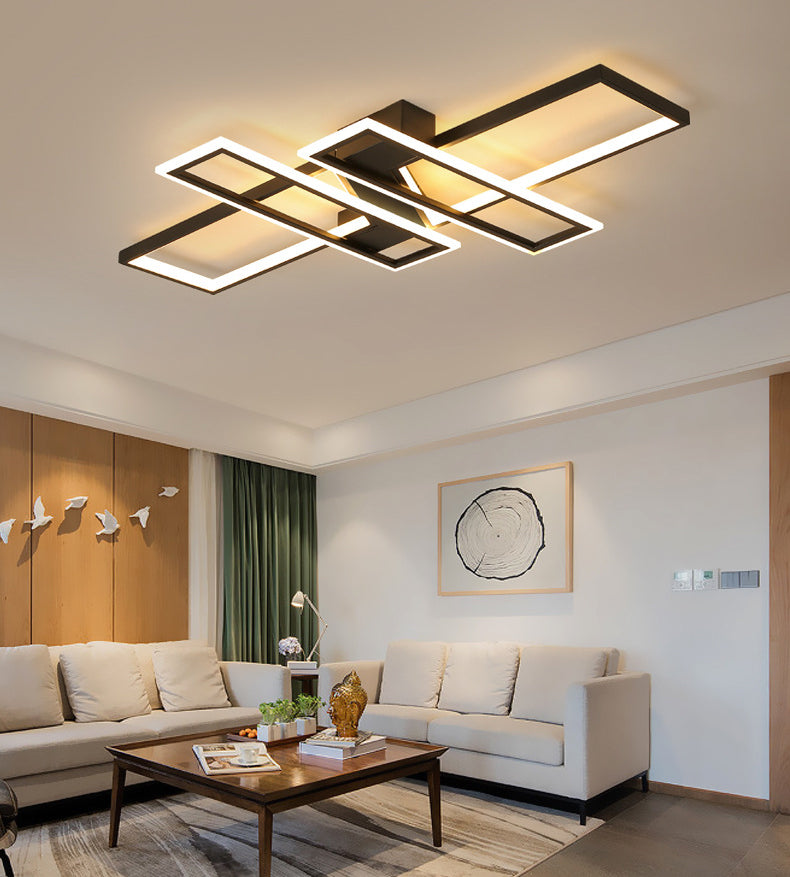 Modern Minimalist Metal Ceiling Lamp Geometric Shape LED Semi Flush Mount Lighting for Bedroom