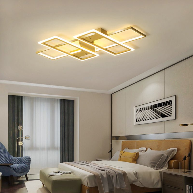 Modern Minimalist Metal Ceiling Lamp Geometric Shape LED Semi Flush Mount Lighting for Bedroom