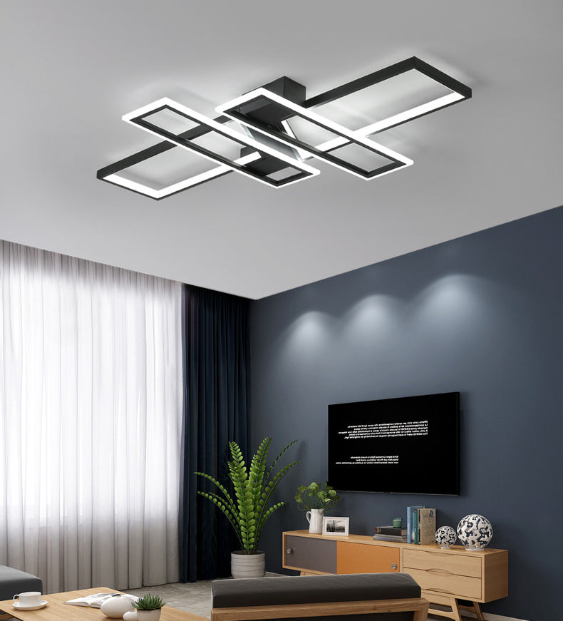 Modern Minimalist Metal Ceiling Lamp Geometric Shape LED Semi Flush Mount Lighting for Bedroom