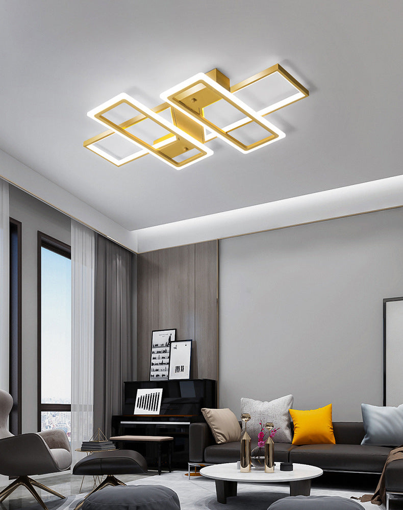 Modern Minimalist Metal Ceiling Lamp Geometric Shape LED Semi Flush Mount Lighting for Bedroom