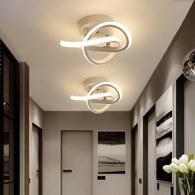 Moderner Minimalismus -LED -Deckenbeleuchtung Metall Geometrischer Rahmen halb Flush Mount Lighting für den Flur