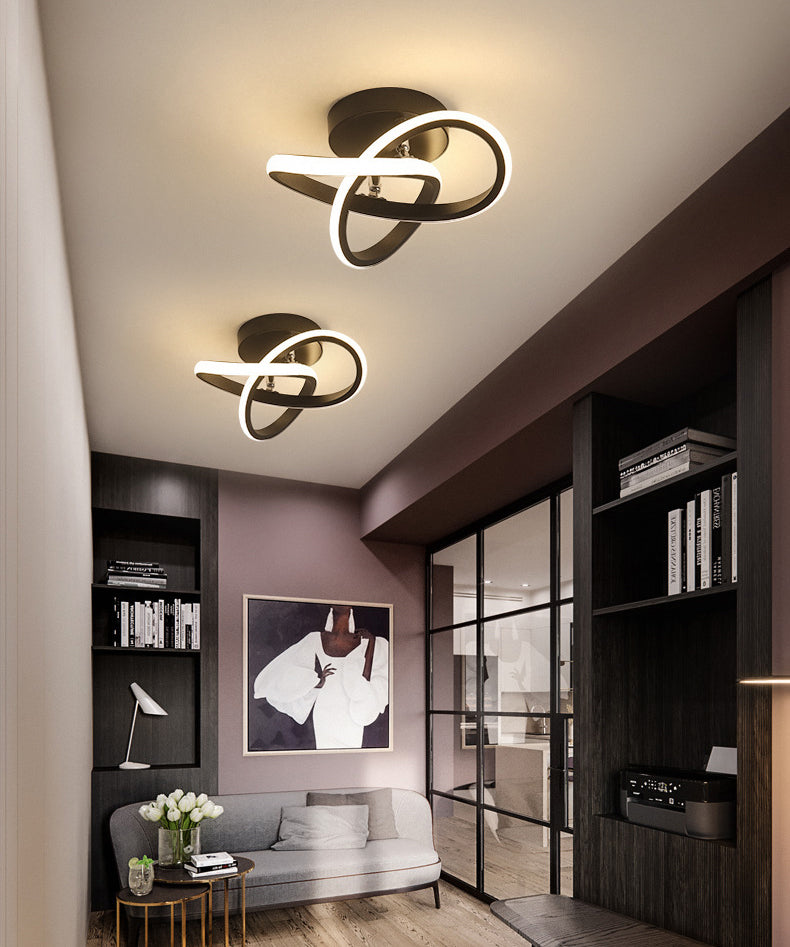 Modern Minimalism LED Ceiling Lighting Metal Geometric Frame Semi Flush Mount Lighting for  Hallway