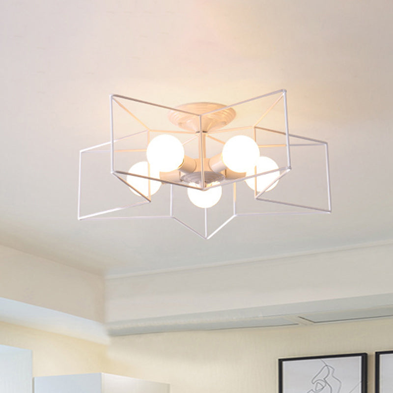 5-leichte Deckenbehandlung Schmiedeeisen Industrial Semi Flush Mount für Cafésgeschäft