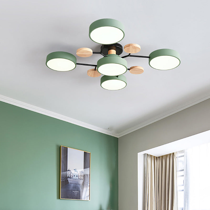 Circular Shade Living Room LED Semi Flush Mount Modern Acrylic Ceiling Light