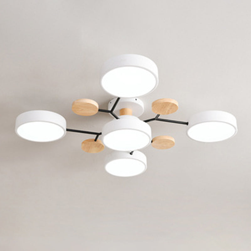 Circular Shade Salon LED Semi Flush Mount Light Acrylique moderne