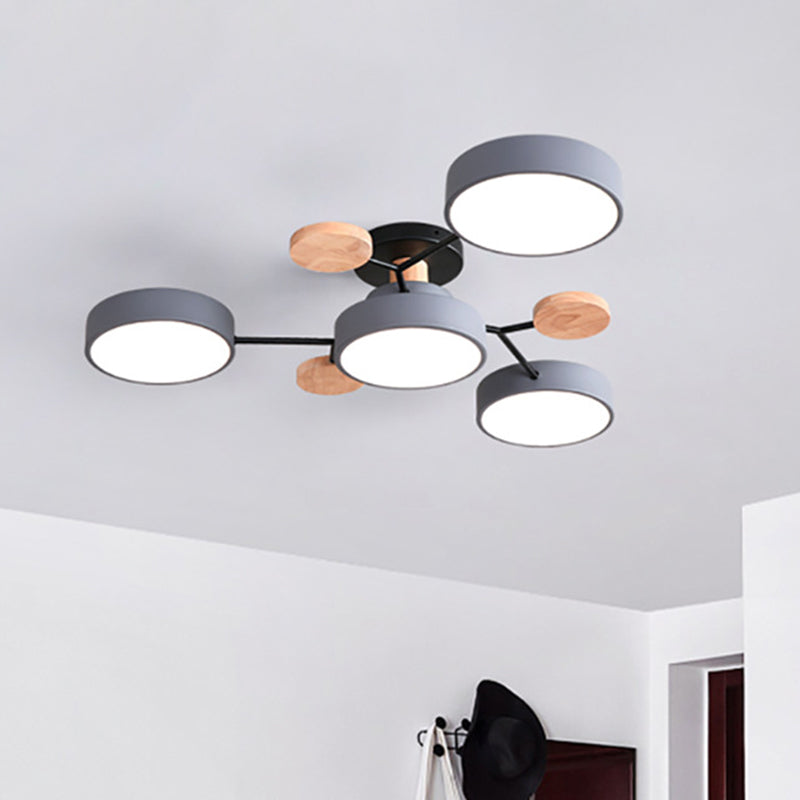 Circular Shade Living Room LED Semi Flush Mount Modern Acrylic Ceiling Light