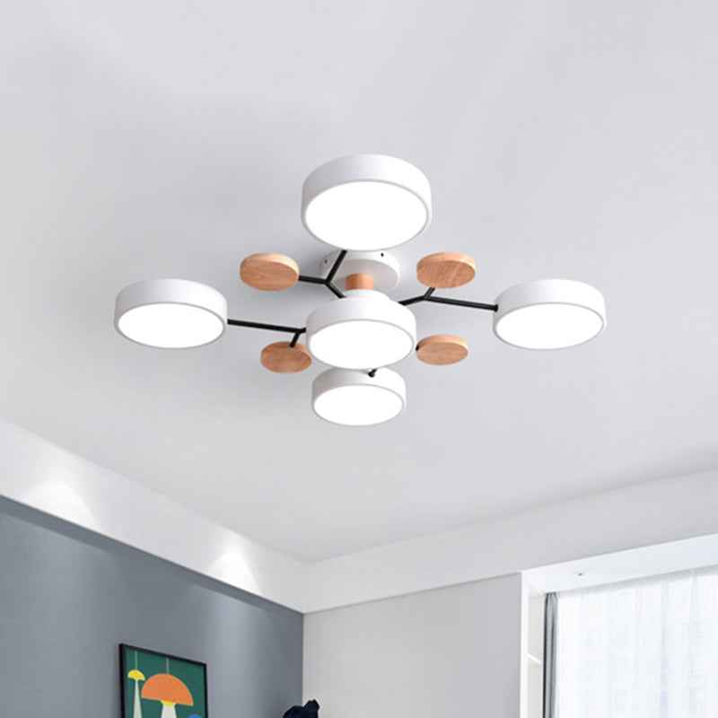 Circular Shade Living Room LED Semi Flush Mount Modern Acrylic Ceiling Light