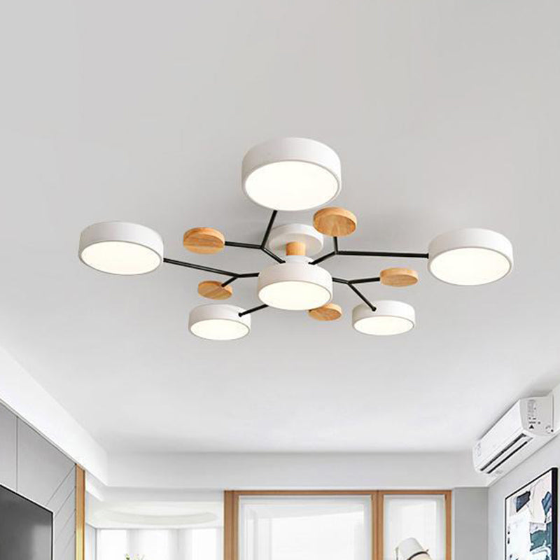 Circular Shade Living Room LED Semi Flush Mount Modern Acrylic Ceiling Light