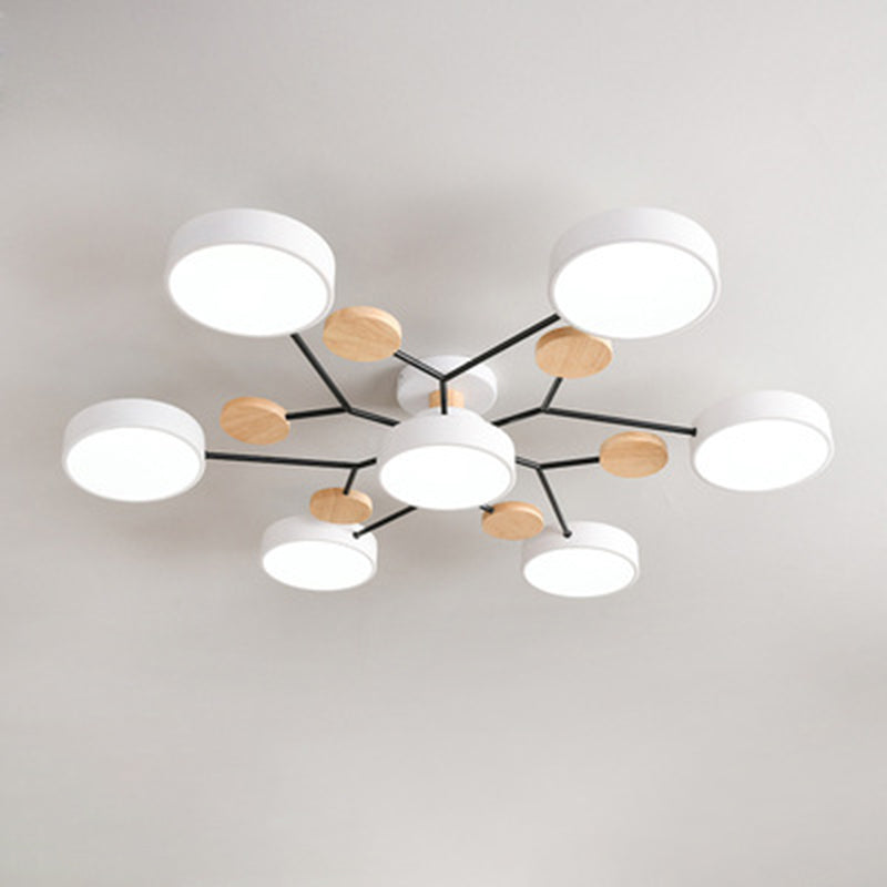 Circular Shade Living Room LED Semi Flush Mount Modern Acrylic Ceiling Light