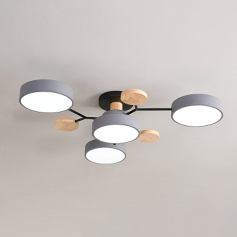 Circular Shade Salon LED Semi Flush Mount Light Acrylique moderne