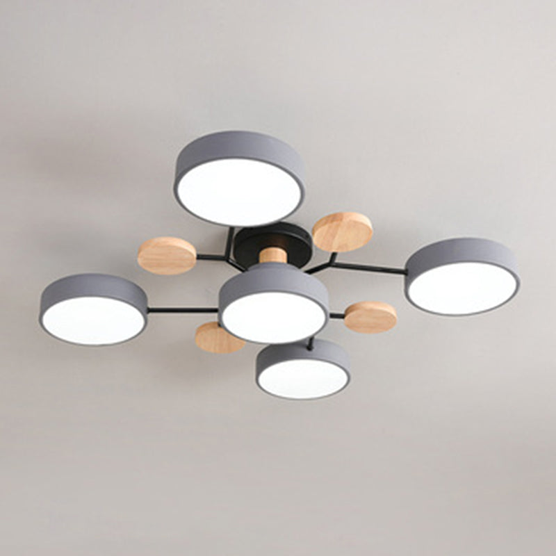 Circular Shade Salon LED Semi Flush Mount Light Acrylique moderne