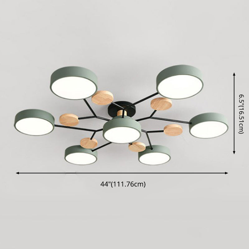 Sombra circular sala de estar LED Semi Flush Monte de techo acrílico moderno