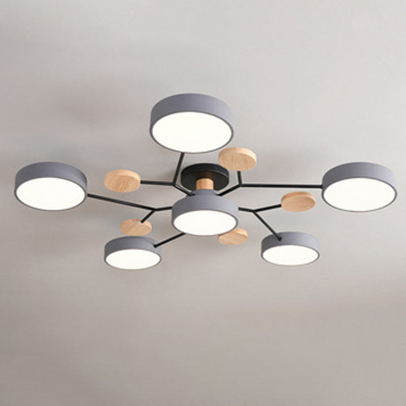 Circular Shade Salon LED Semi Flush Mount Light Acrylique moderne