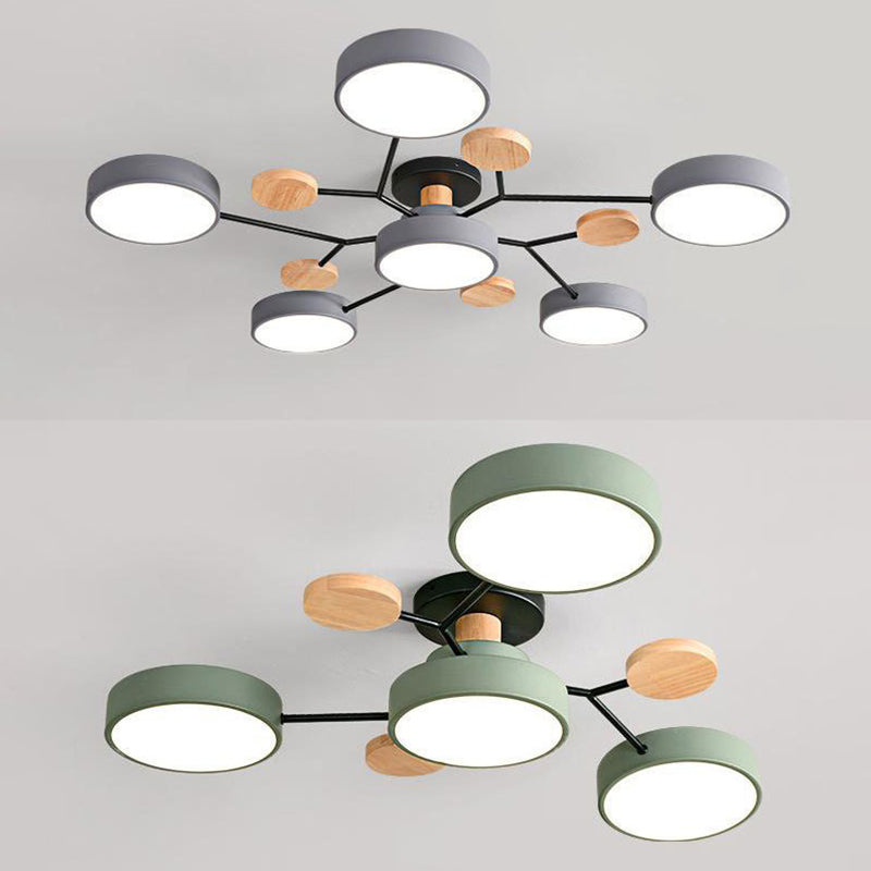 Circular Shade Living Room LED Semi Flush Mount Modern Acrylic Ceiling Light