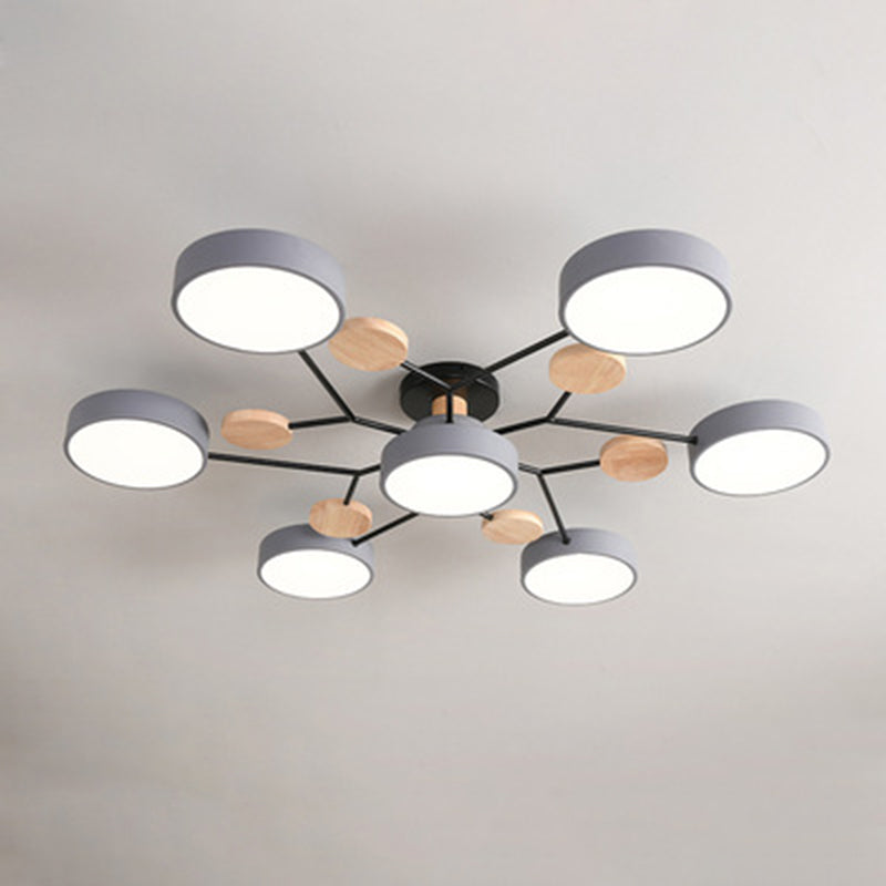 Circular Shade Salon LED Semi Flush Mount Light Acrylique moderne