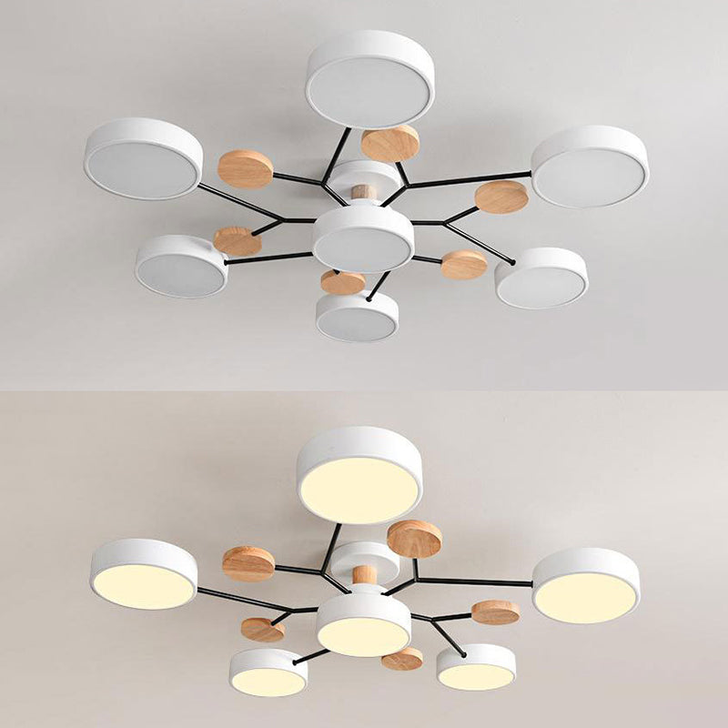 Circular Shade Living Room LED Semi Flush Mount Modern Acrylic Ceiling Light