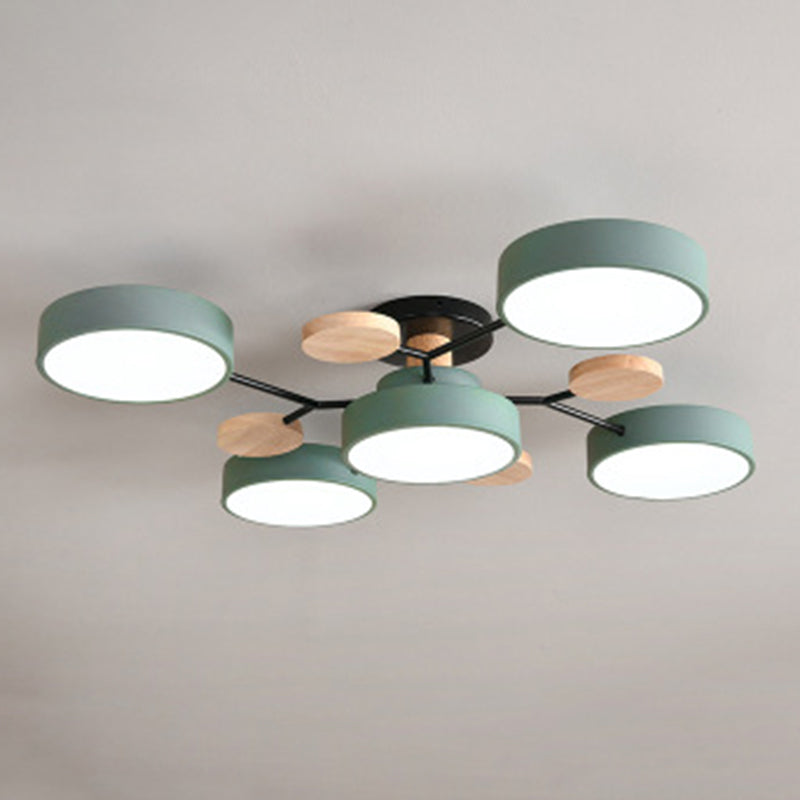 Circular Shade Salon LED Semi Flush Mount Light Acrylique moderne