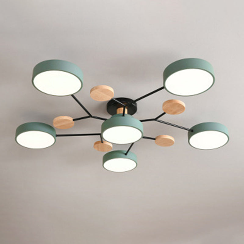 Circular Shade Salon LED Semi Flush Mount Light Acrylique moderne