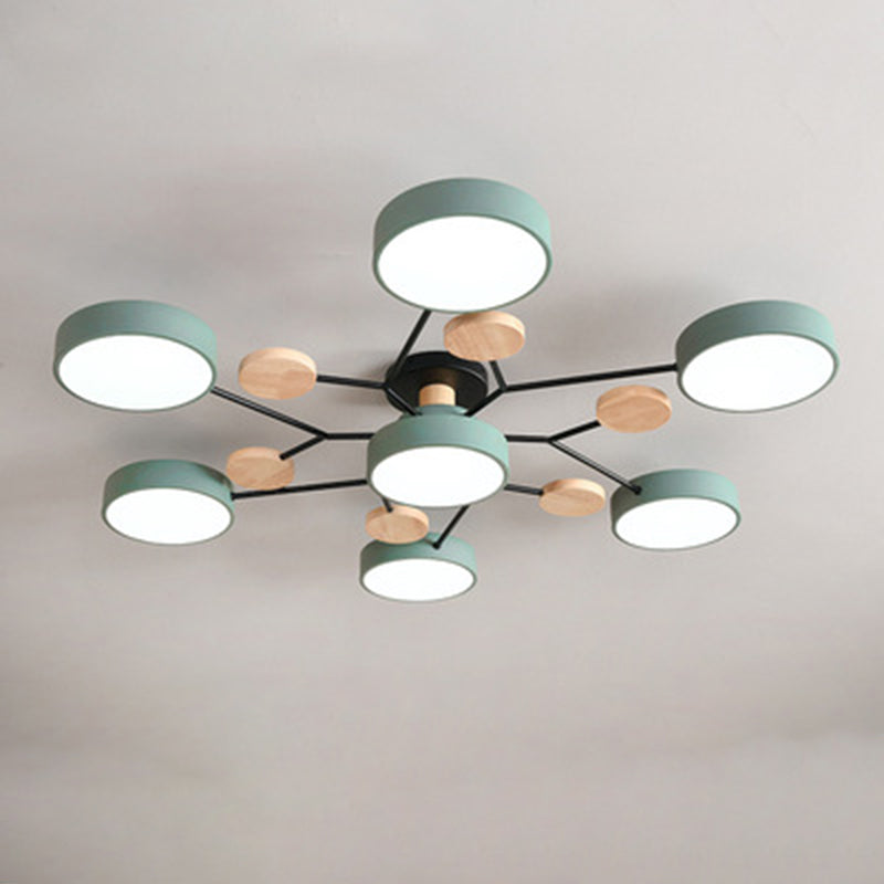 Circular Shade Salon LED Semi Flush Mount Light Acrylique moderne