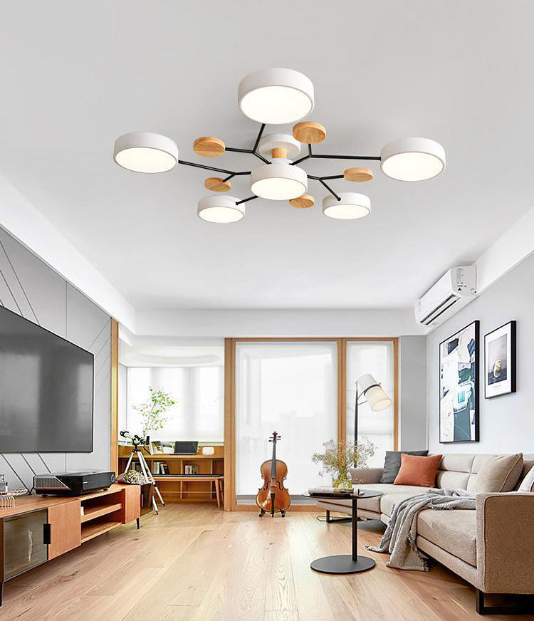 Circular Shade Living Room LED Semi Flush Mount Modern Acrylic Ceiling Light