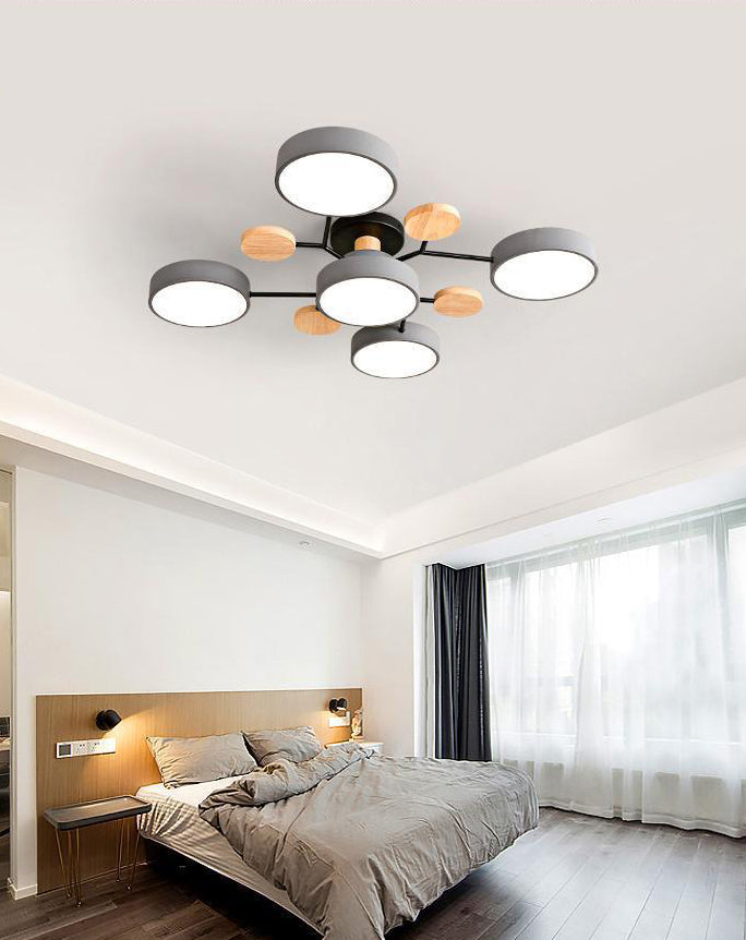 Circular Shade Living Room LED Semi Flush Mount Modern Acrylic Ceiling Light