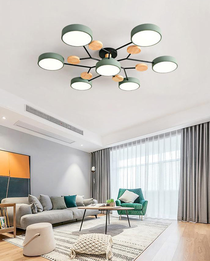 Orde circolare soggiorno LED LED SEMI FLUSH MONTO MODERNO ACRILICO LUCE