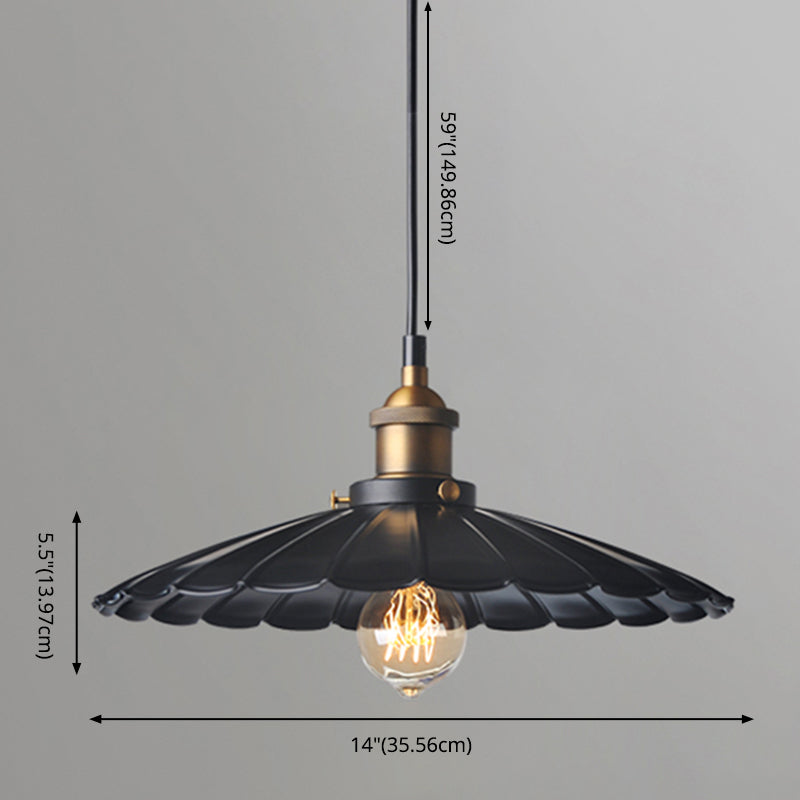 Industrial Style Retro Scalloped Pendant Light 1 Head Iron Lampshade for Restaurant