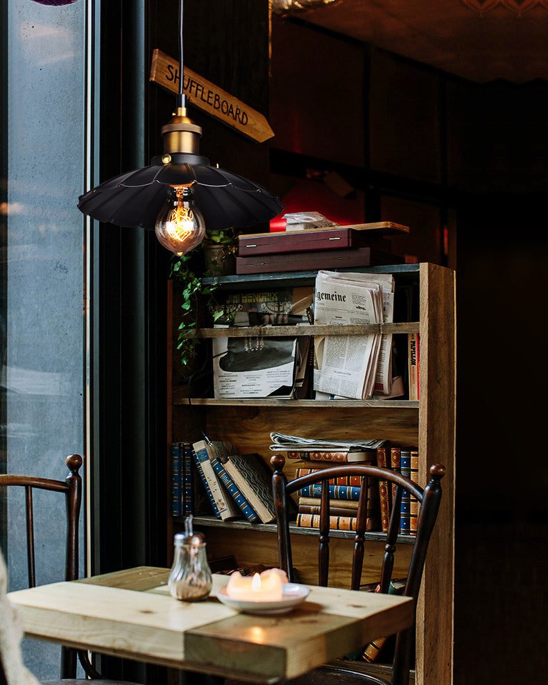 Luz de colgante festoneado de estilo industrial 1 Cabeza de lámpara de hierro para el restaurante