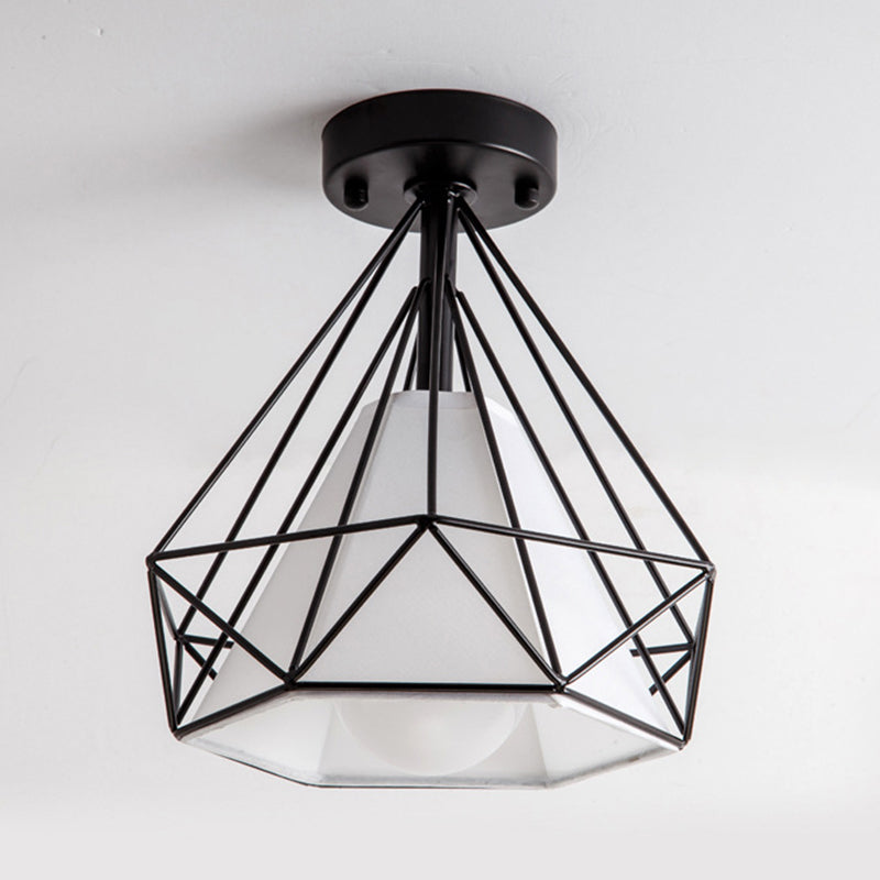 Cage Metal Ceiling Mount Light Fixture Industrial 1 Light Ceiling Lamp