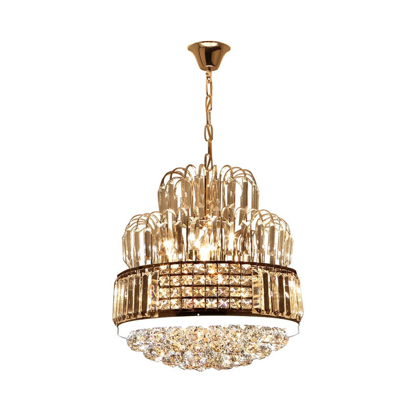 Crystal Ball Circular Chandelier Lighting Modern 11 Lights Gold Hanging Pendant for Dining Room