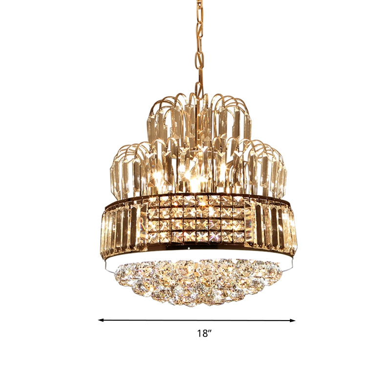 Crystal Ball Circular Chandelier Lighting Modern 11 Lights Gold Hanging Pendant for Dining Room