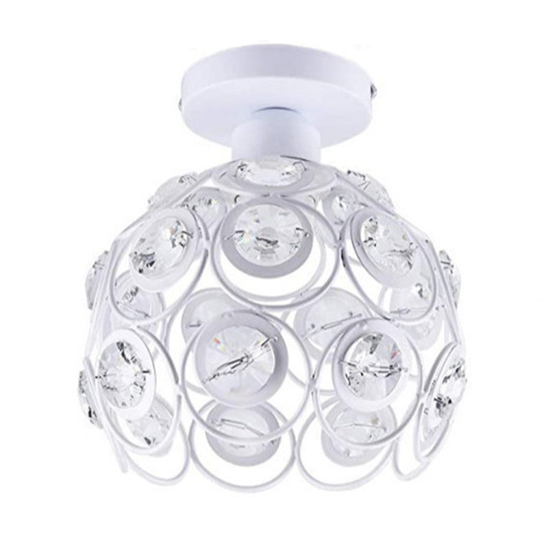 Traditional Spherical Semi-Flush Mount Ceiling Light Crystal 1 Light Semi Flush