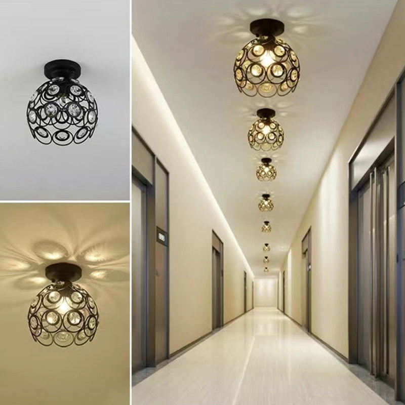 Traditionele sferische semi-flush montage plafondlicht kristal 1 licht semi-spoeling