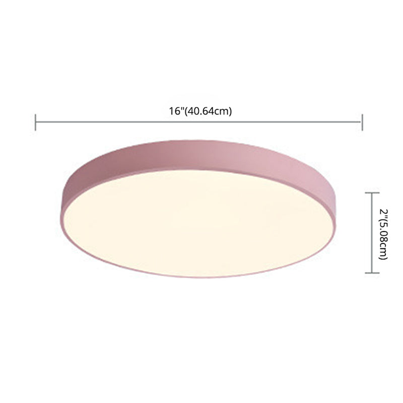 Nordic Macaron LED Round Ceiling Light Acrylic Lampshade Wrought Iron Border for Bedroom