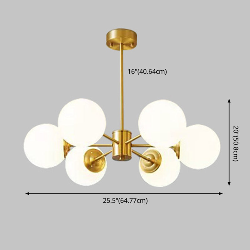 Postmoderner Metallhänge Kronleuchter hellglas Schatten Deckenkraut in Gold für Wohnzimmer