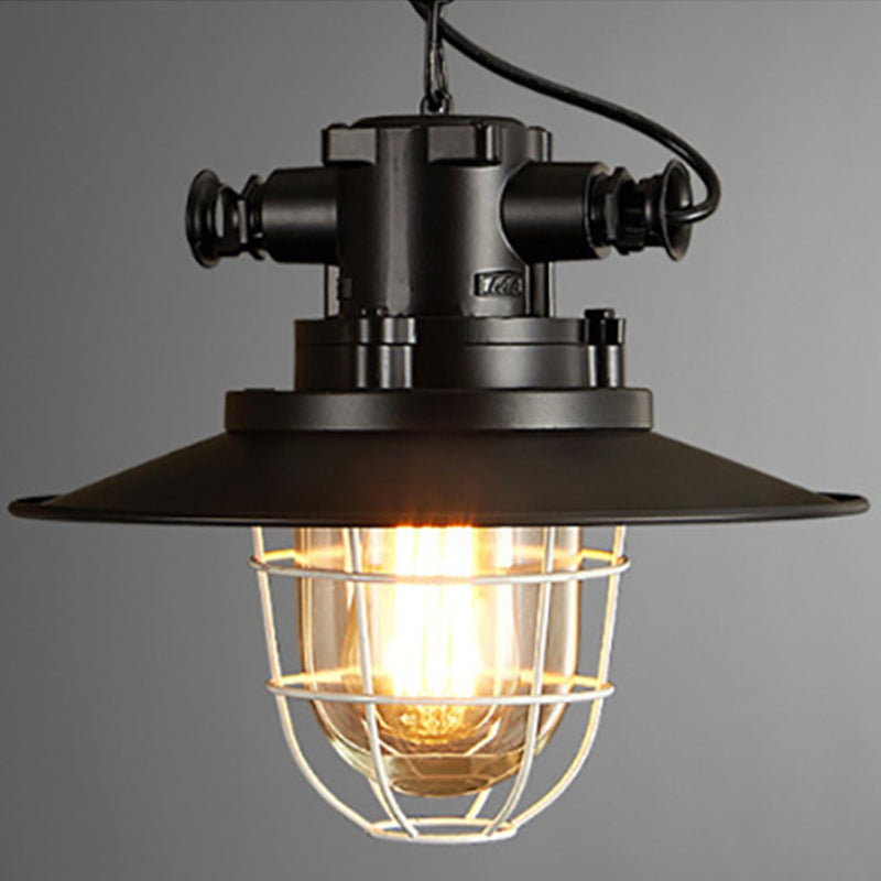 Black Shaded Pendant Light Fixture Loft Style Metal Restaurant Commercial Pendant Lighting