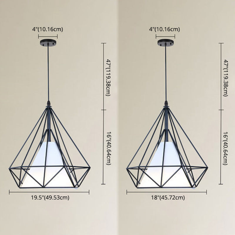 1 leichte Diamantkäfig Deckenleuchte Industrial Metall Hanging Pendelleuchte für Cafésgeschäft