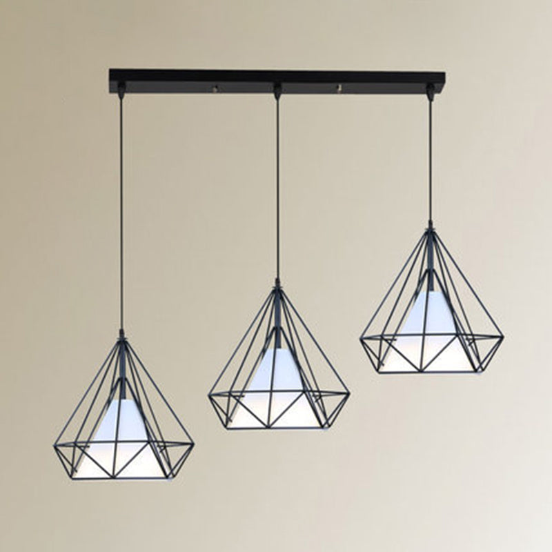 3 lumières Diamond Cage suspension suspension de style industriel