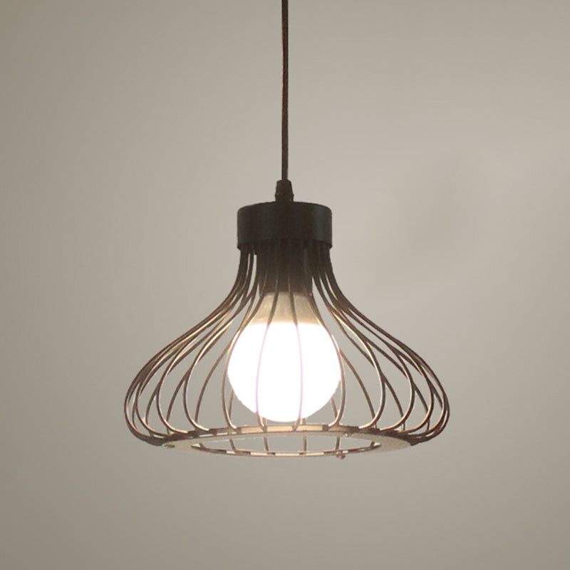 Araña de estilo industrial de hierro forjado retro 1 iluminación de cocina de luz colgante negro claro