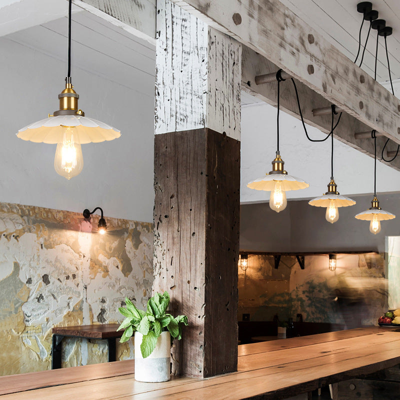 Scalloped Hanging Pendant Light Industrial Style Metal Pendant Light Fixtures for Restaurant