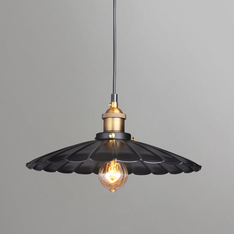 Scalloped Hanging Pendant Light Industrial Style Metal Pendant Light Fixtures for Restaurant