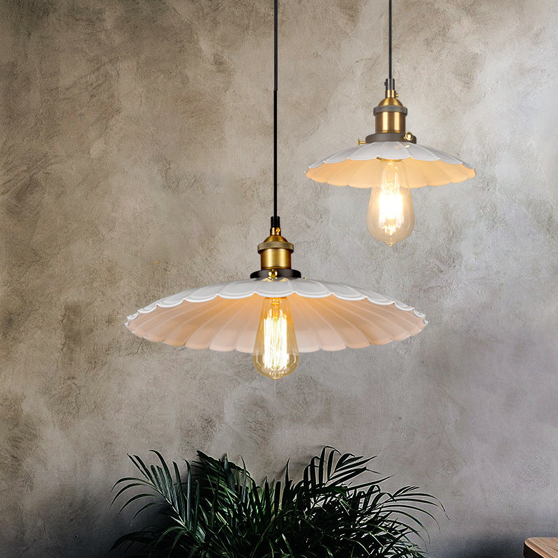 Scalloped Hanging Pendant Light Industrial Style Metal Pendant Light Fixtures for Restaurant