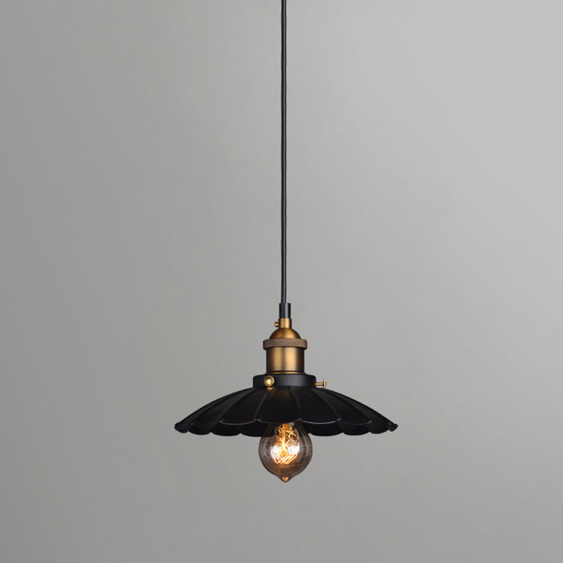 Scalloped Hanging Pendant Light Industrial Style Metal Pendant Light Fixtures for Restaurant