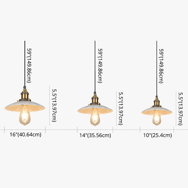 Scalloped Hanging Pendant Light Industrial Style Metal Pendant Light Fixtures for Restaurant