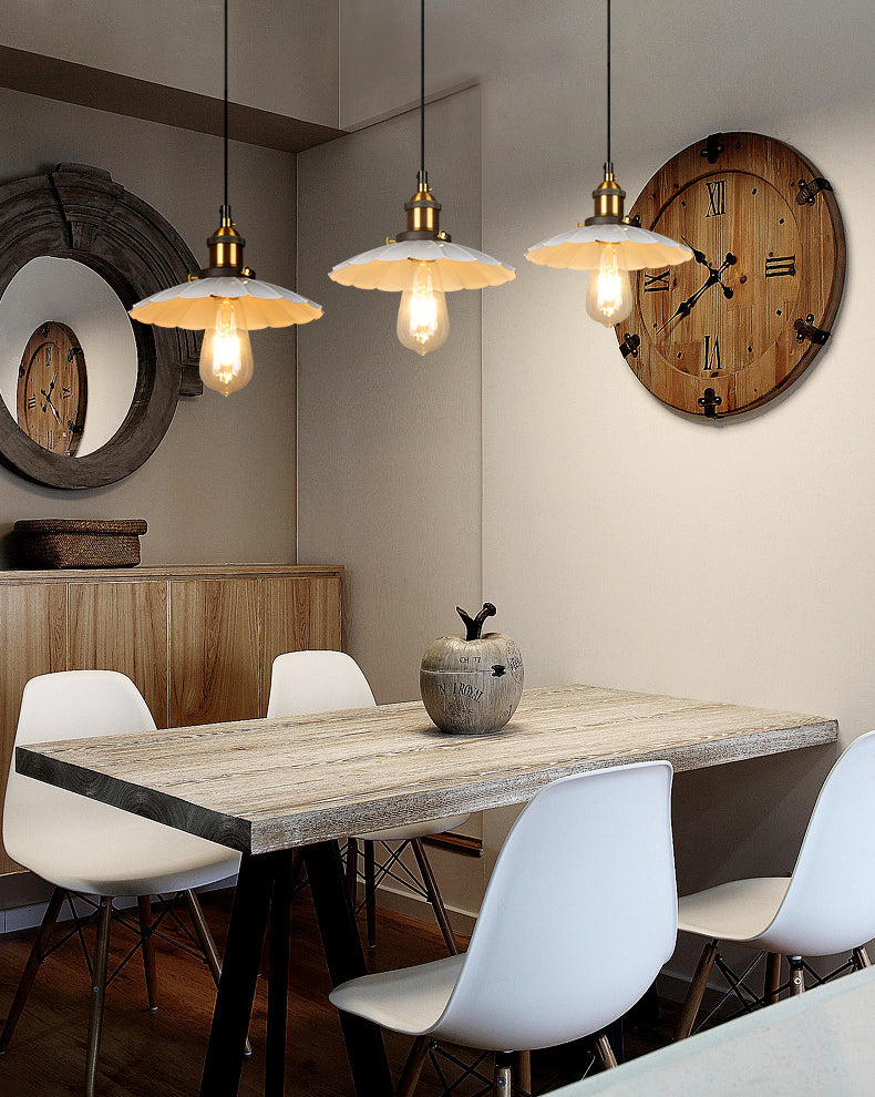 Scalloped Hanging Pendant Light Industrial Style Metal Pendant Light Fixtures for Restaurant