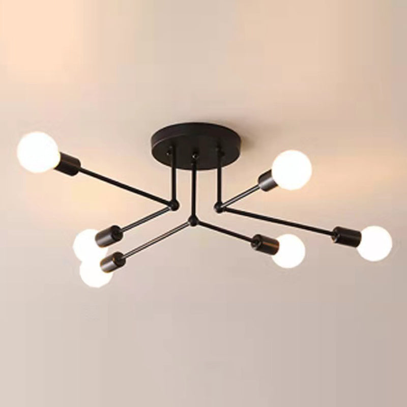 Binnen semi -flush mount in industriële retro -stijl radiaal metalen plafondlicht