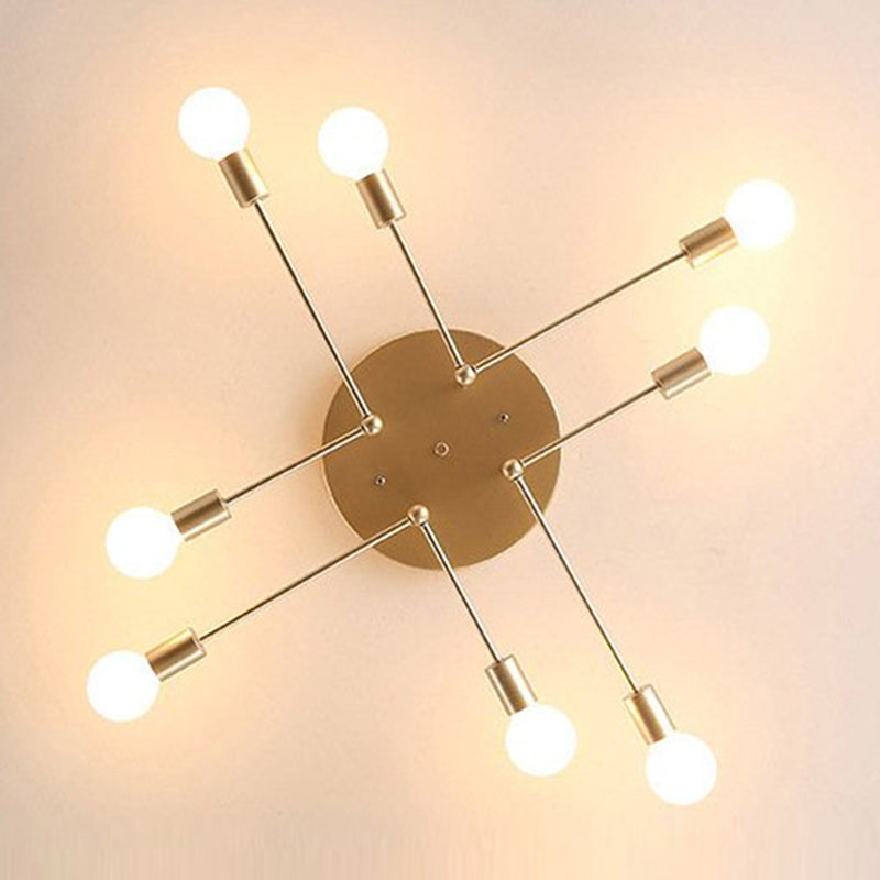 Indoor Semi Flush Mount in Industrial Retro Style Radial Metal Ceiling Light